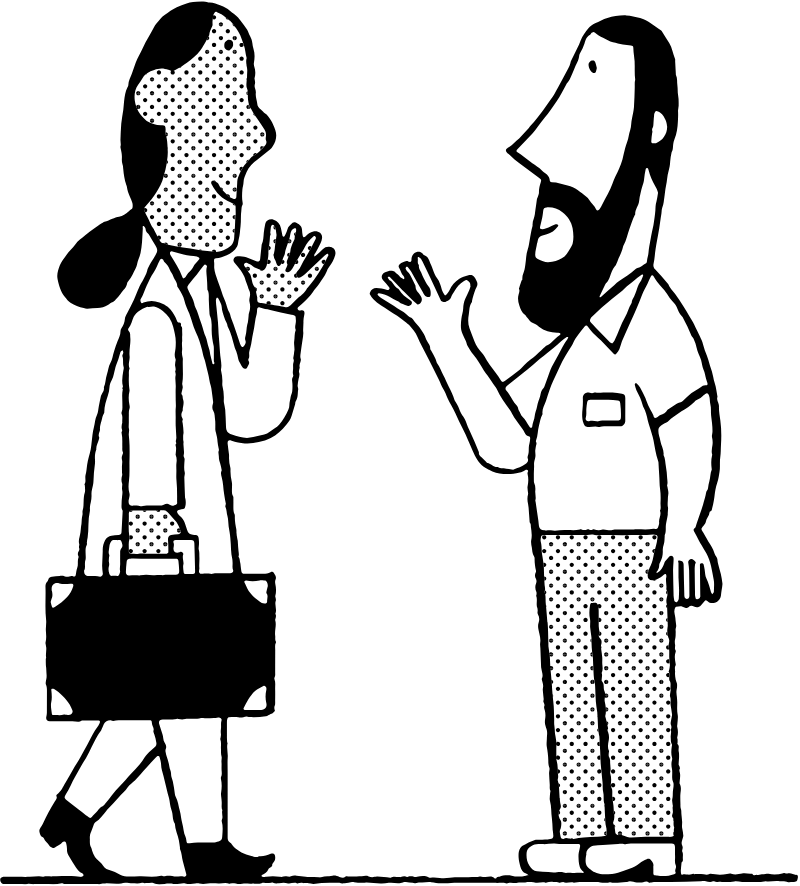 Illustration of two people talking